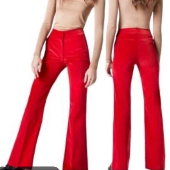 Smythe Pants - Smythe Velvet Wide Leg Trouser - Scarlet Red